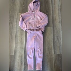GAP Kids Mauve Sherpa Lined Zip Hoodie & Fleece Jogger Set | Girls Medium 8